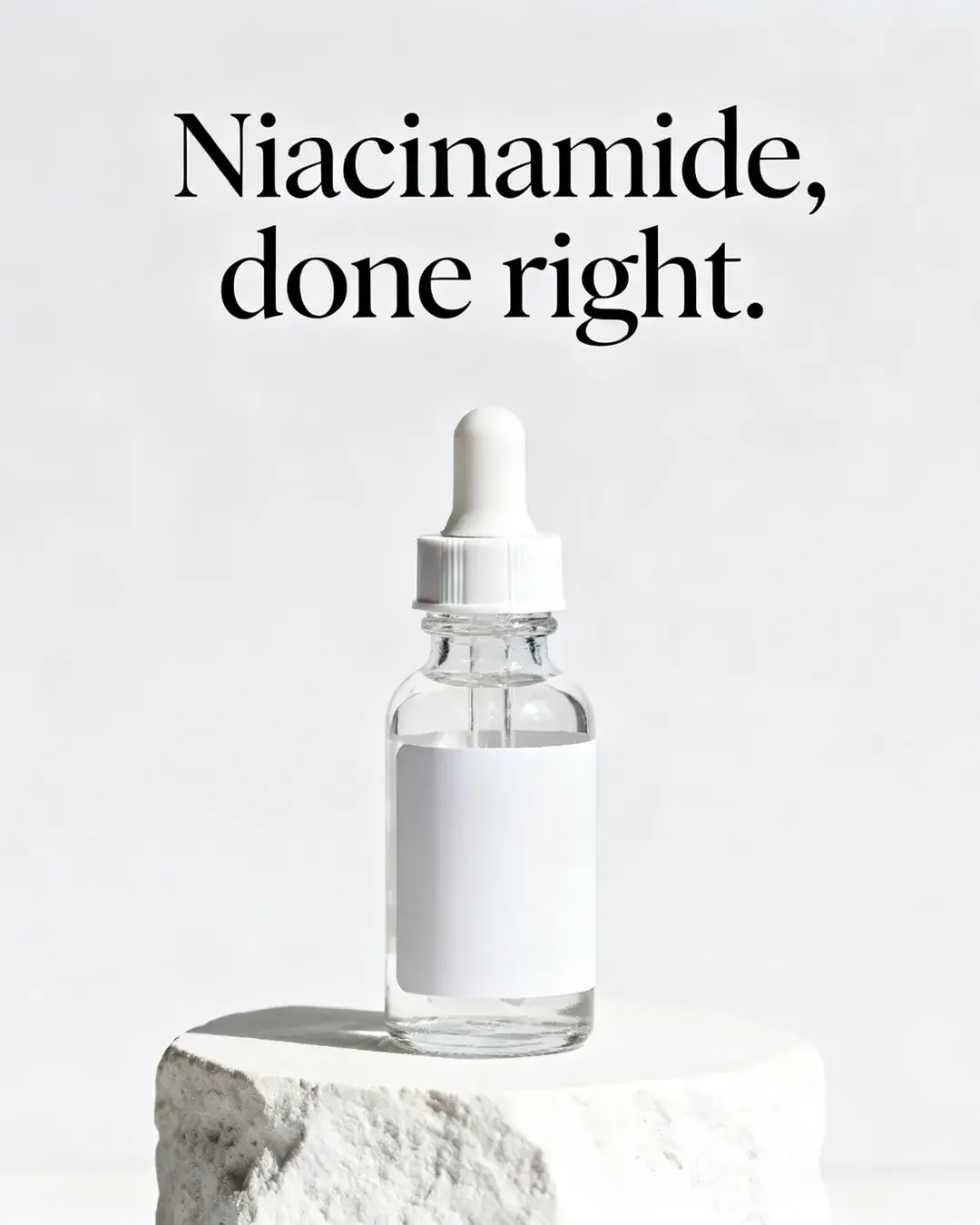 Halde concept stopped by the product identity check: a clear bottle with a white dropper and a blank label, not Halde's amber bottle.