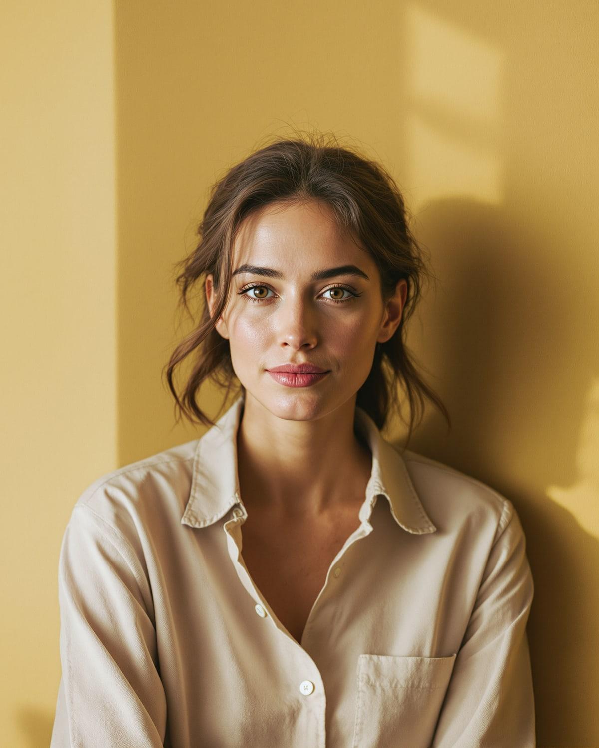 Portrait of Ines Calder, a fictional strategist, in window light against a lime-washed wall.